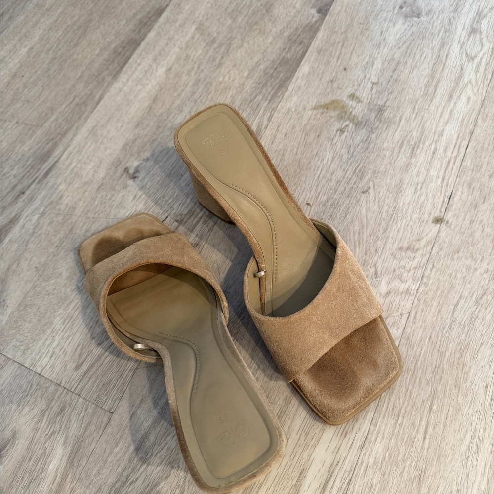 Zara Tan Suede Mules